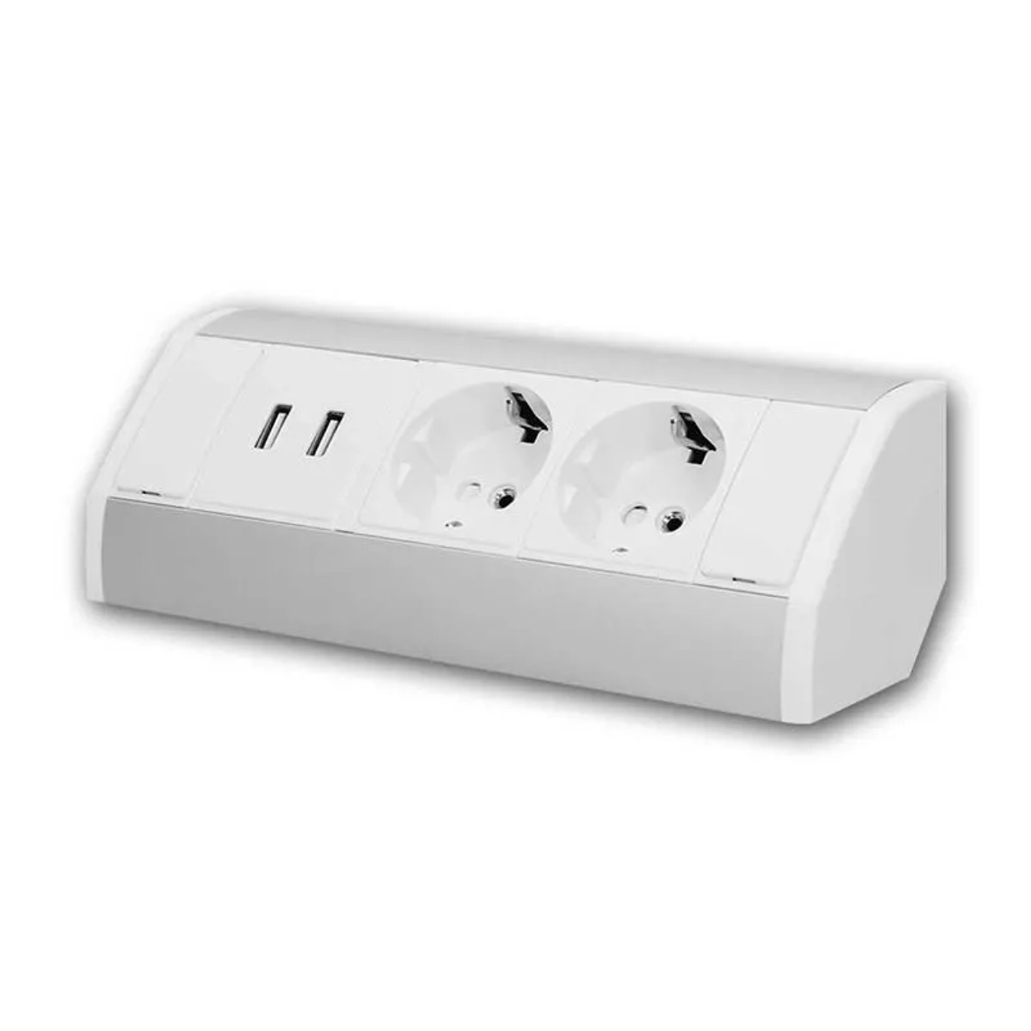 Orno Aufbau-Steckdose 2-fach + USB-A&C Warmweiß Silber 230V 3680W