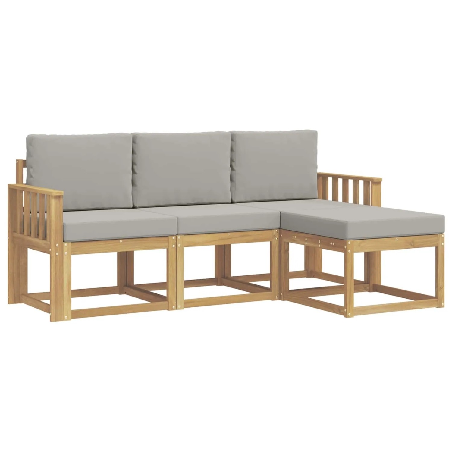 vidaXL Outdoor-Sofagarnitur 4-Tlg Weiß und Hellgrau 3387450