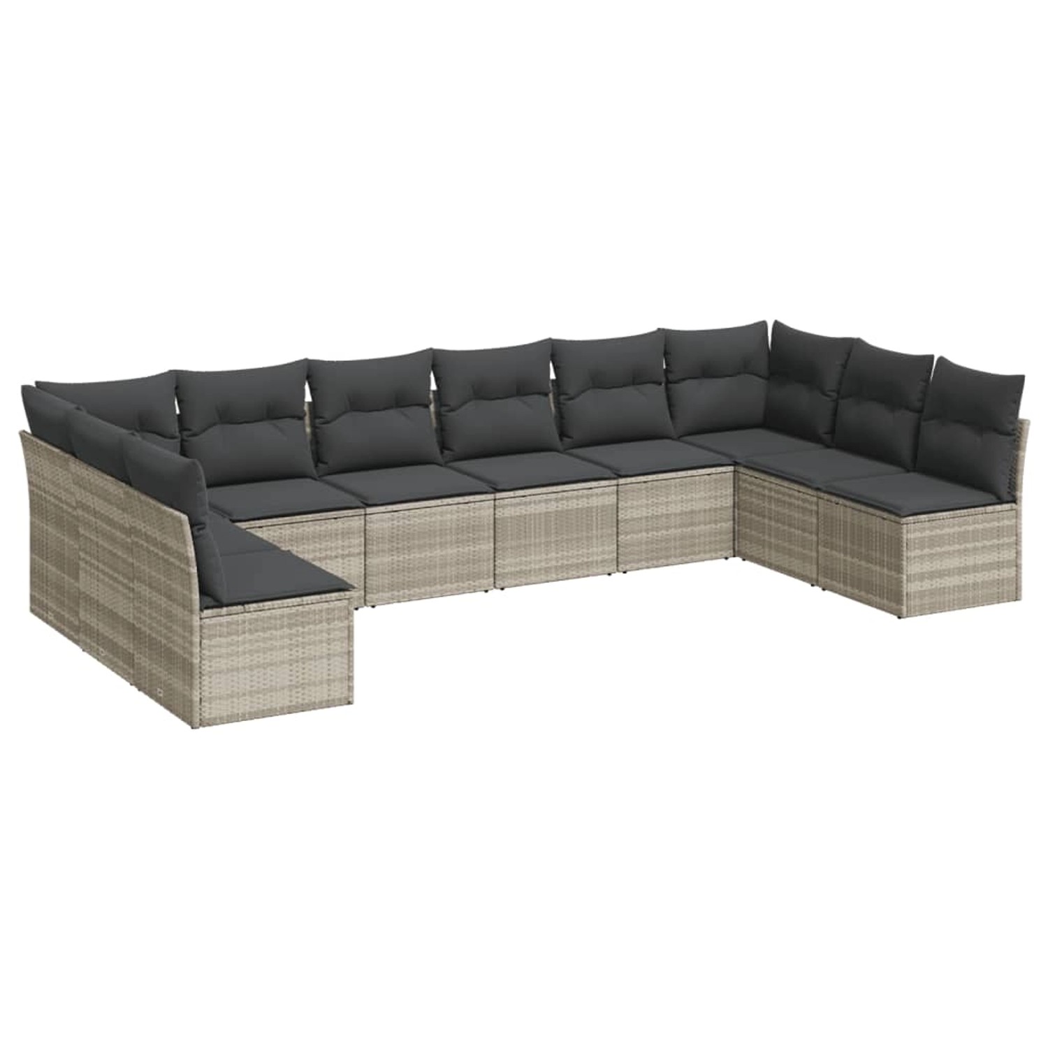 vidaXL 10-Tlg Garten-Sofagarnitur mit Kissen Hellgrau Poly Rattan 3218092 günstig online kaufen
