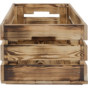 Geflammte Holzkiste L aus Kiefernholz, 23,9x39x29,2 cm, mit Tragegriffen. Ideal zur Aufbewahrung.