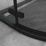Detailaufnahme: Schwarze AICA Runddusche, Viertelkreis Duschkabine mit Sicherheitsglas.
