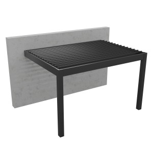 Graue Gardengate Anbaupergola Apolo aus Aluminium mit Lamellendach, 400x400 cm.