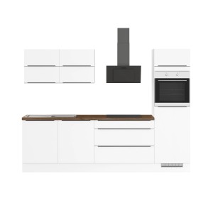 Impuls Küchenzeile IBZ4280U6, 280 cm, Weiß, ohne E-Geräte. Einbauküche mit Hänge- und Unterschränken.