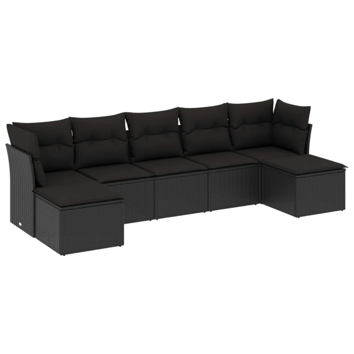 vidaXL 7-tlg Garten-Sofagarnitur mit Kissen Schwarz Poly Rattan Modell 69 günstig online kaufen