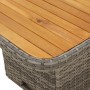Detailansicht Gartentisch der vidaXL 5-tlg. Garten-Essgruppe mit Akazienholzplatte und grauem Polyrattan.