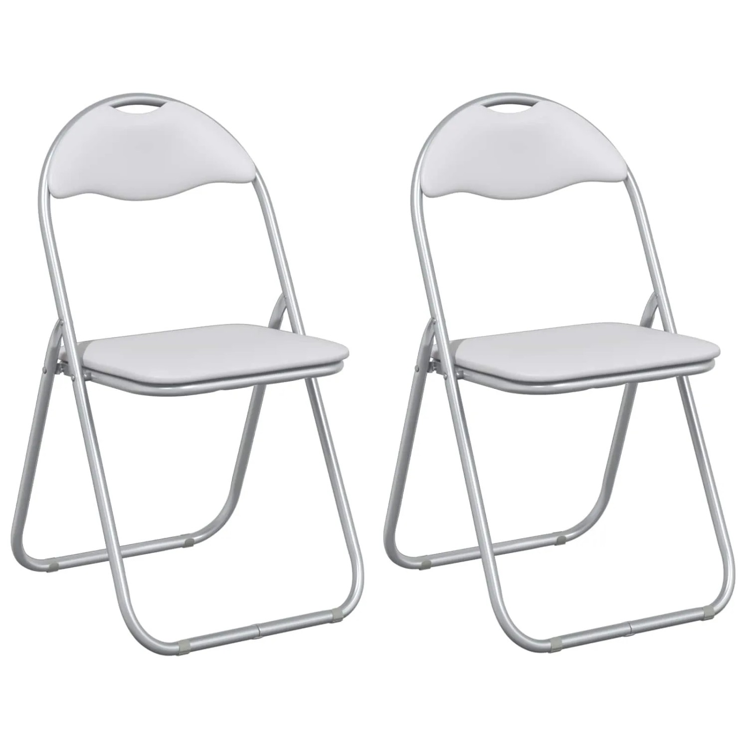 vidaXL Klappstuhl 2 Stk Weiß und Grau 48 x 43,5 x 81 cm Kunstleder 42029044
