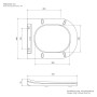 Technische Zeichnung: LuxeBath Hänge WC Spülrandlos Schwarz Matt mit Maßangaben.