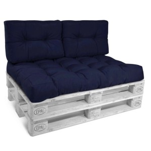 Dunkelblaues Beautissu Palettenkissen-Set (Rücken & Sitz) 2-teilig. Komfortable Polster für DIY Palettensofas, Indoor & Outdoor.