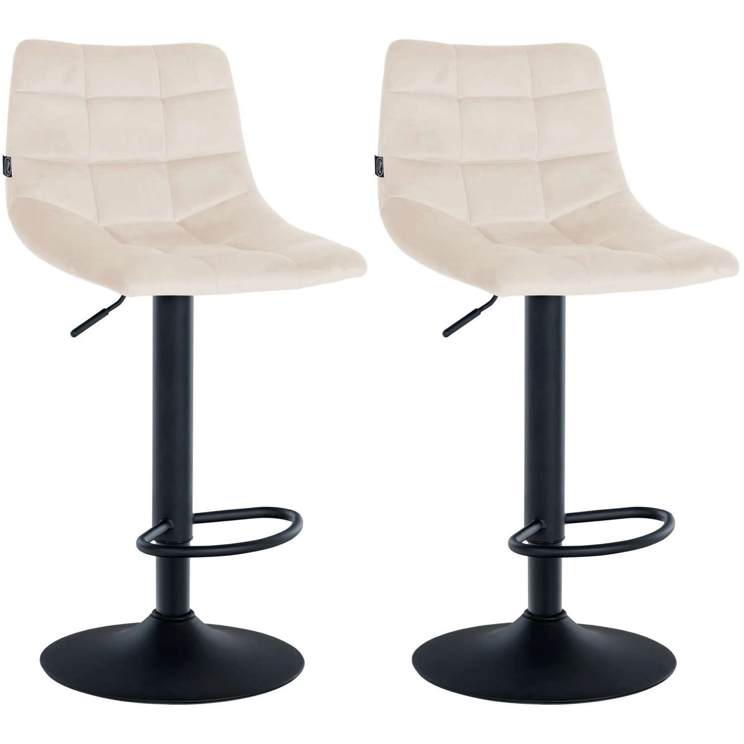CLP 2er Set Barhocker Jerry Samt Creme/Schwarz