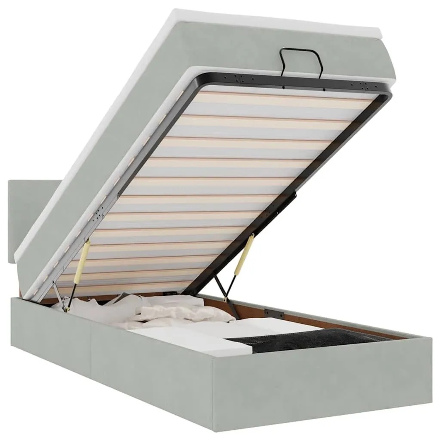vidaXL Ottoman-Bett mit Matratze und LEDs Hellgrau 80x200 cm Samt 3312512