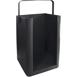 Schwarzer Lienbacher Brikett-Träger aus beschichtetem Metall für Kamin- und Ofenzubehör.