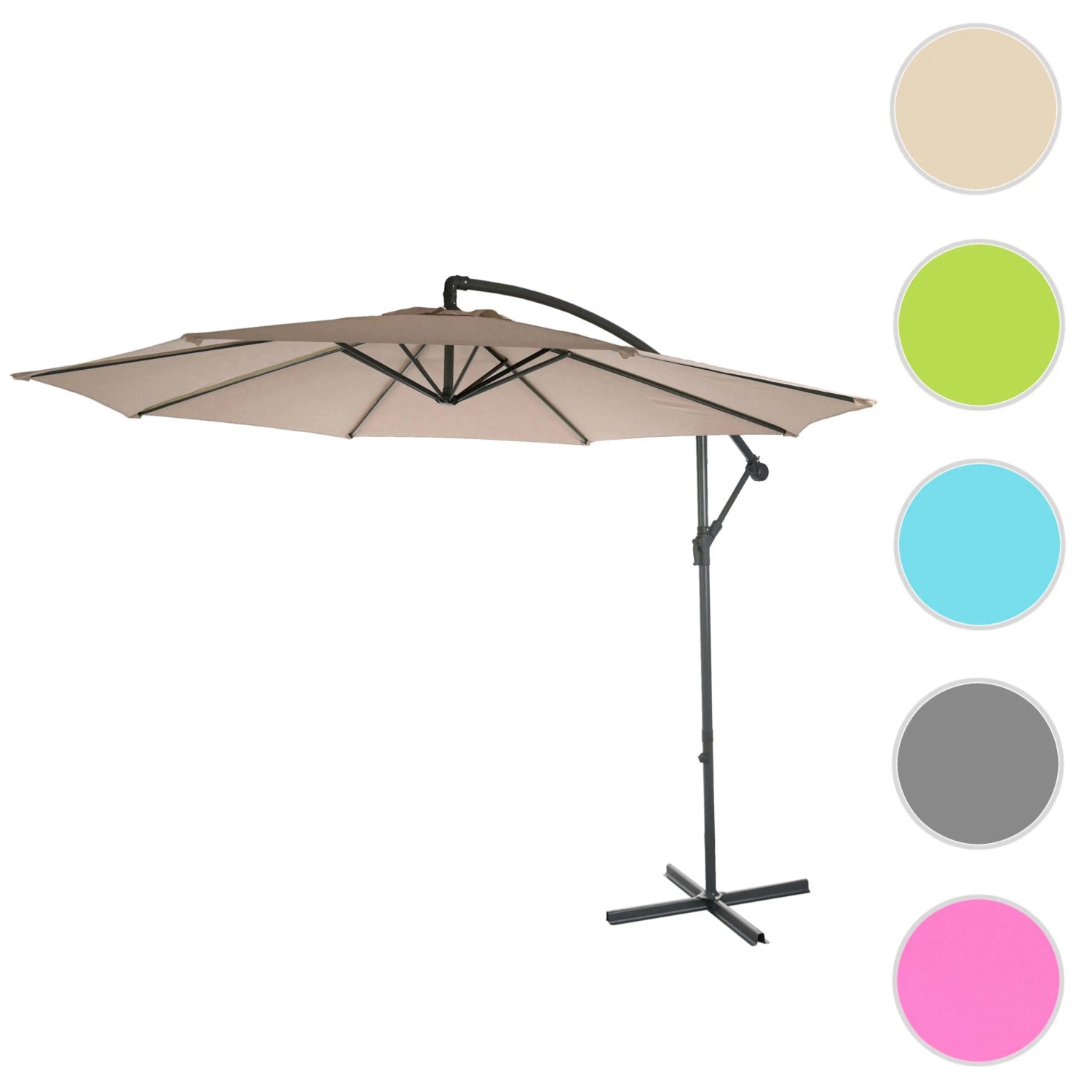 MCW Ampelschirm Terni, Ø 3m, neigbar, sand-beige. Sonnenschirm für Garten und Terrasse.