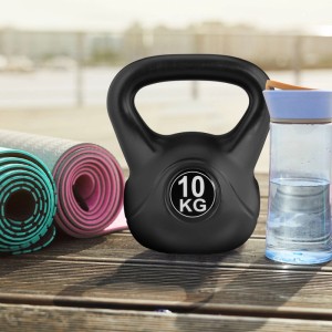 Relaxdays Kettlebell Kugelhantel Kunststoff Schwarz 10 kg