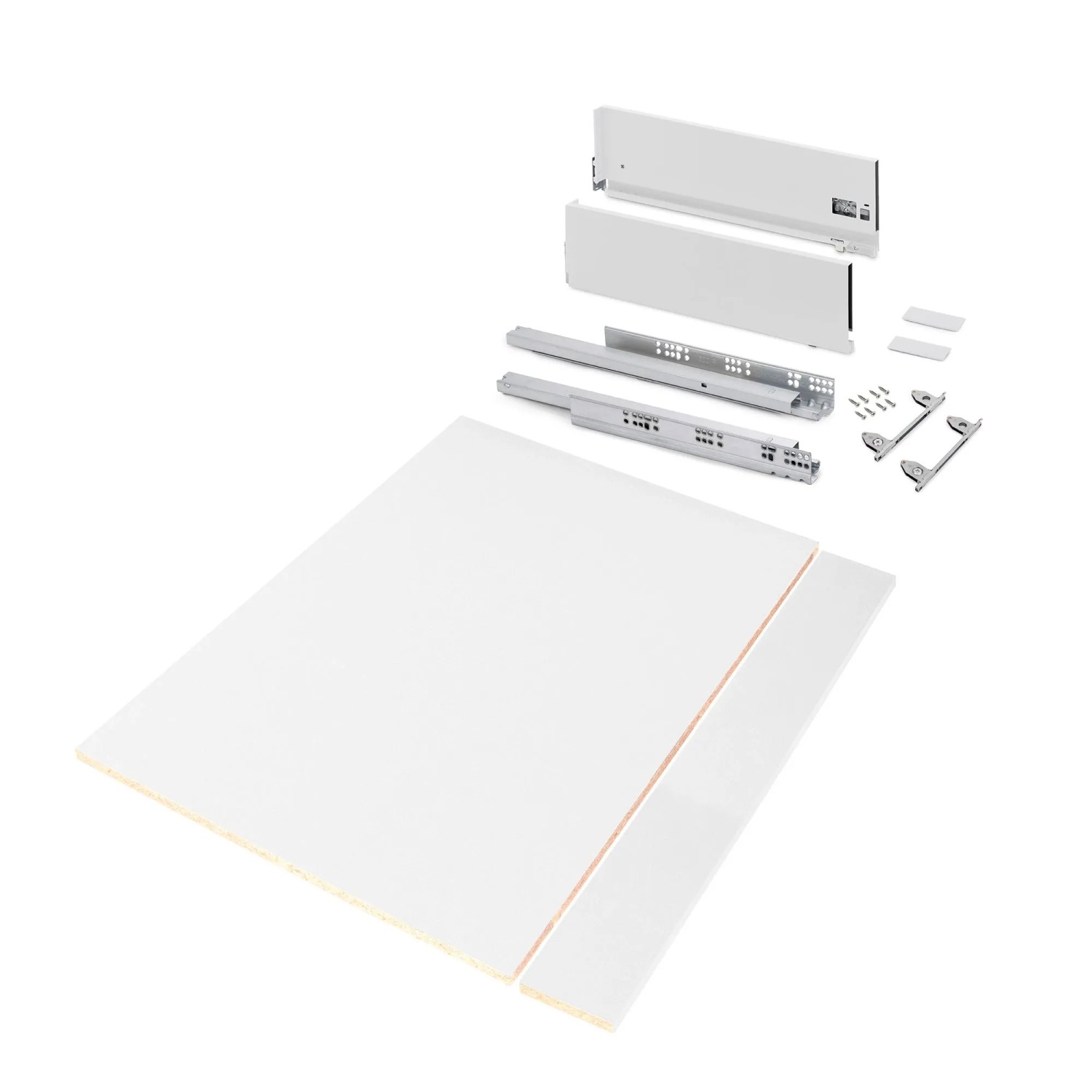 Emuca Schubladegarnitur Vertex für Küche oder Badezimmer mit 3D-Verstellung Höhe 178 mm mit Spanplatten Modul 900 mm Weiß Lackiert