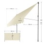 Technische Zeichnung der beigen Juskys Klemmmarkise Kapstadt 350x120 cm mit Maßangaben.