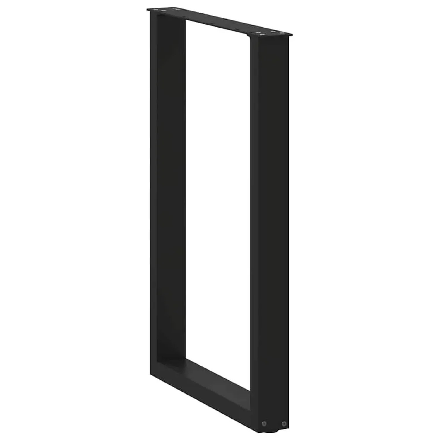 Zwei schwarze U-förmige vidaXL Bartischbeine aus Stahl, 60x90 cm, für DIY Möbel.