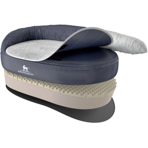 Knuffelwuff Hundebett Jessy, orthopädisch, Kunstleder grau, 100x65cm, mit Memory Foam Schichtsystem.