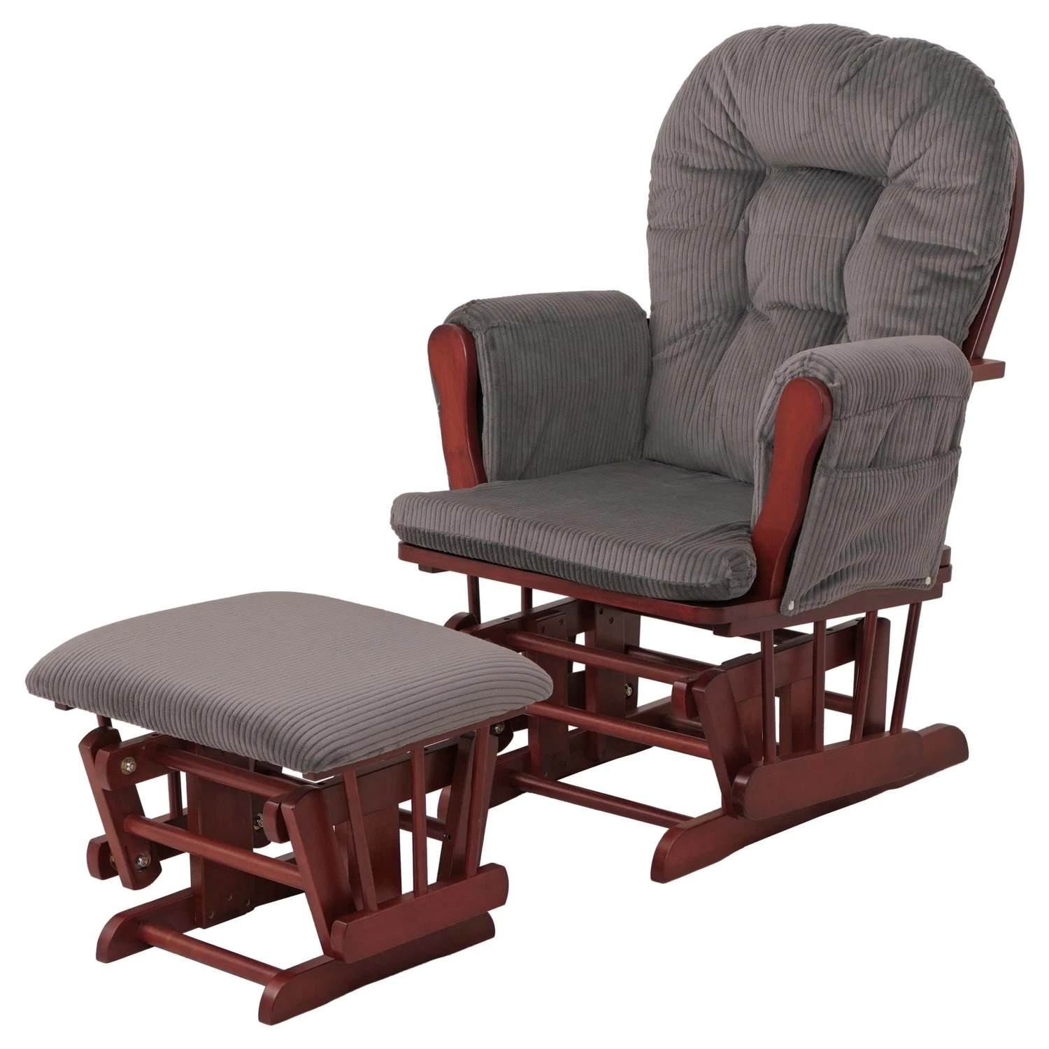 Mcw Relaxsessel C76 Mit Hocker Stoff Cord Öko-Tex Dunkelgrau Gestell Dunkel