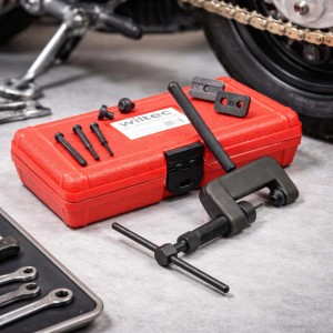 Wiltec Trenn-Niet-Werkzeug Set für 420-630 Ketten, mit Kettenteiler und Kettentrenner für Motorräder.