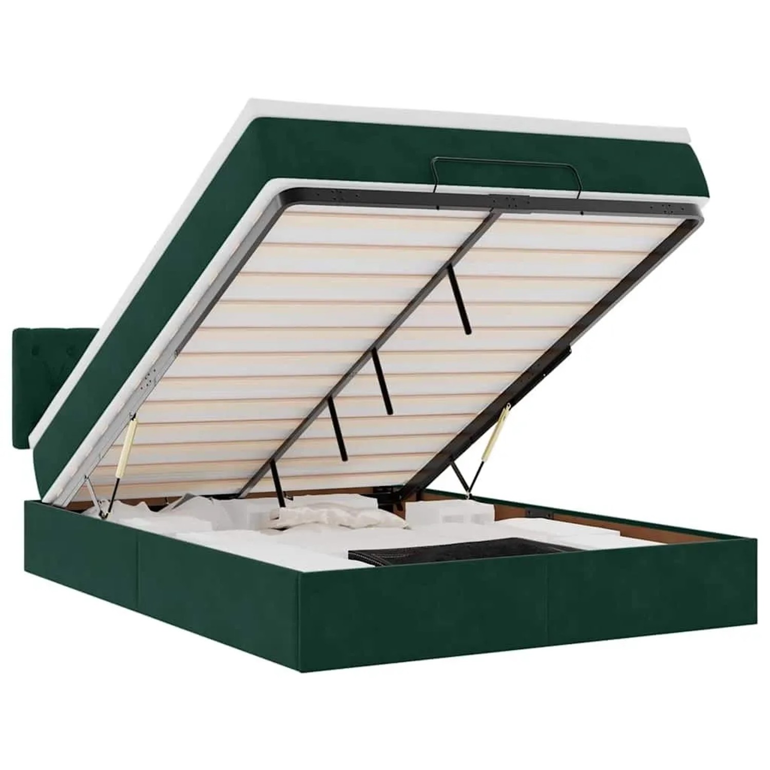 vidaXL Ottoman-Bett mit Matratze Dunkelgrün 140x190 cm Samt 3311846