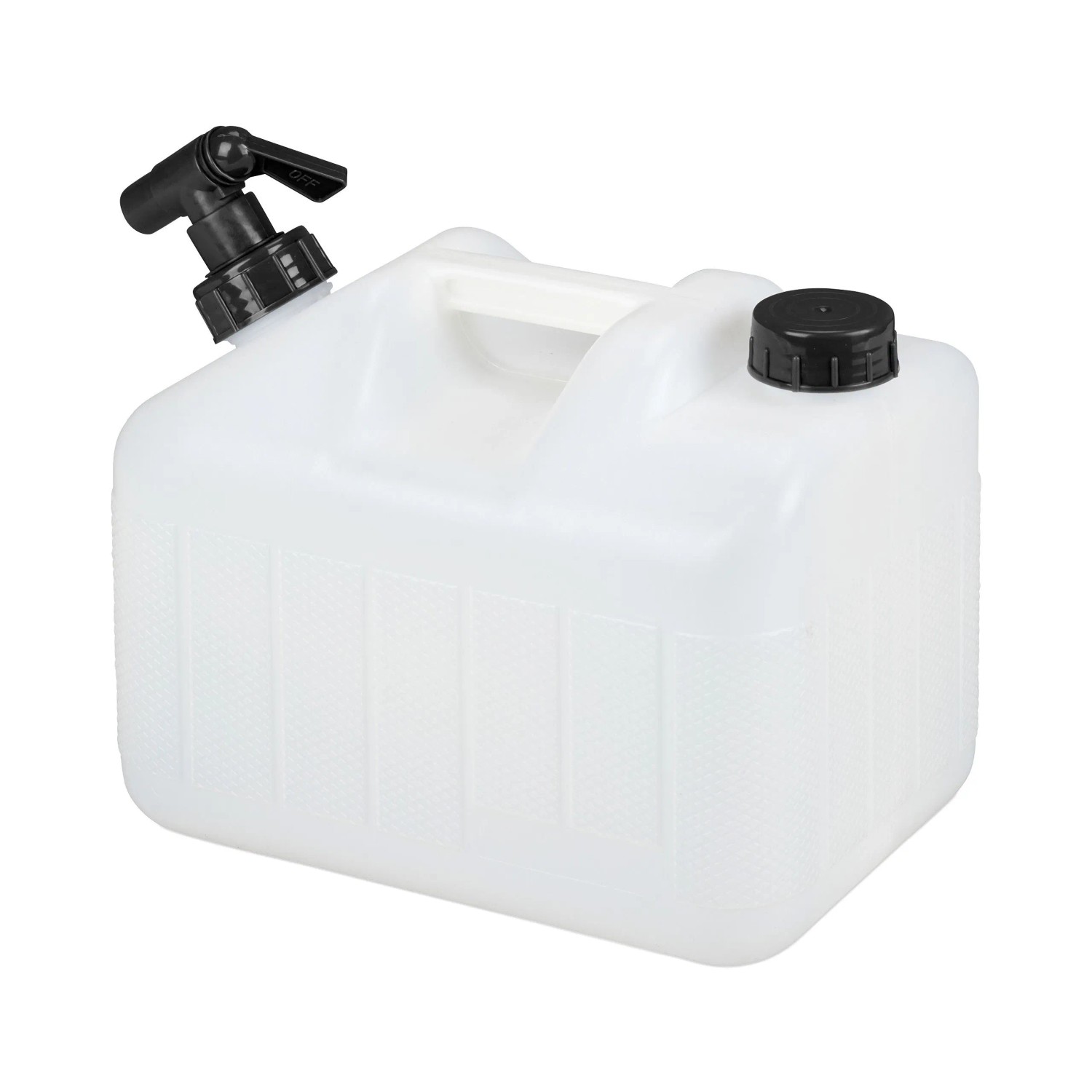 Relaxdays Wasserkanister Kunststoff Weiß Drehbar 10, 35 cm x 21 cm x 26 cm 0,5 kg