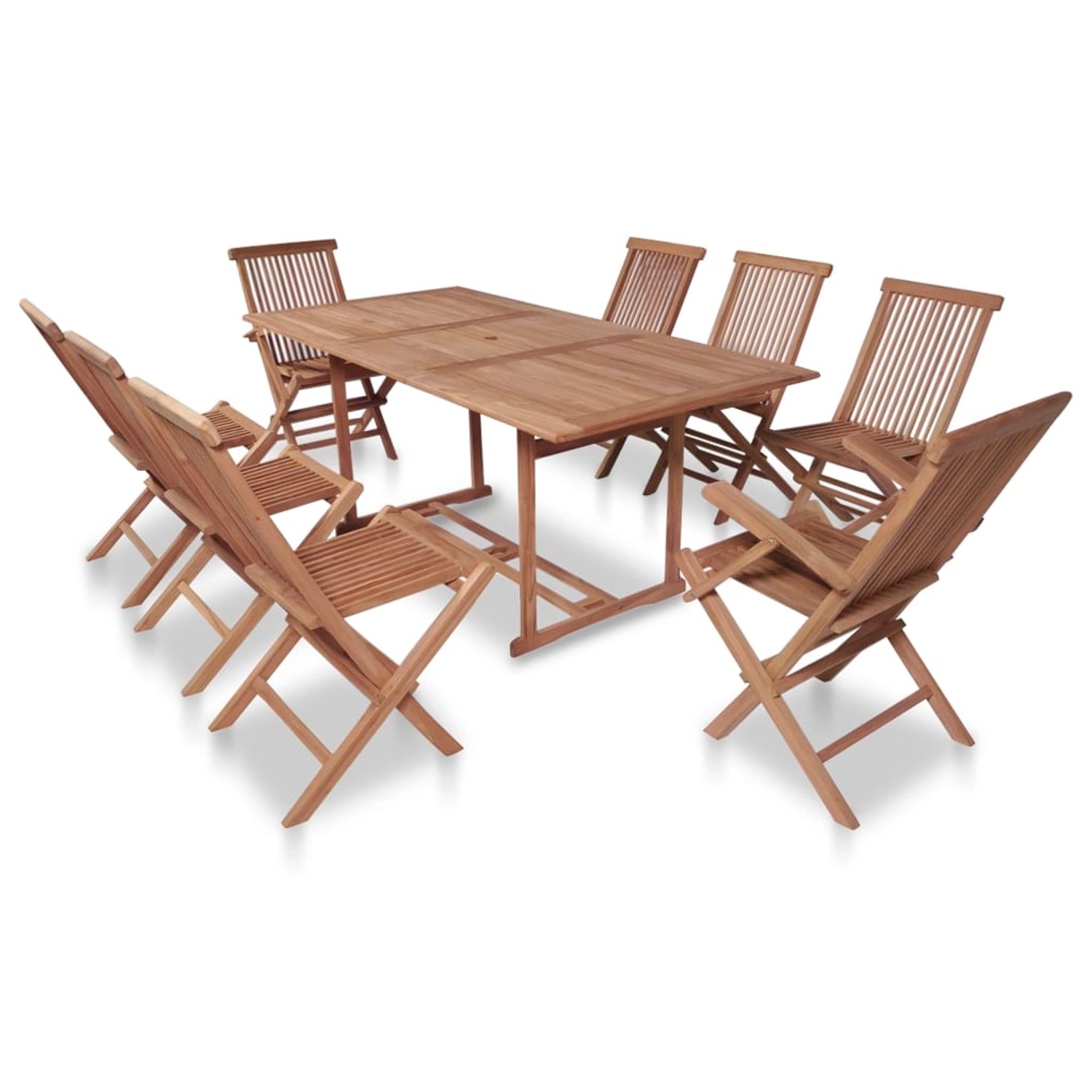 vidaXL 9-Tlg Garten-Essgruppe mit Klappstühlen Massivholz Teak 43042