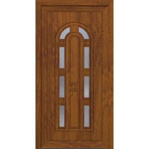 Roro Haustür OKE 1103, Kunststoff, Weiß-Golden Oak, mit Glaseinsätzen