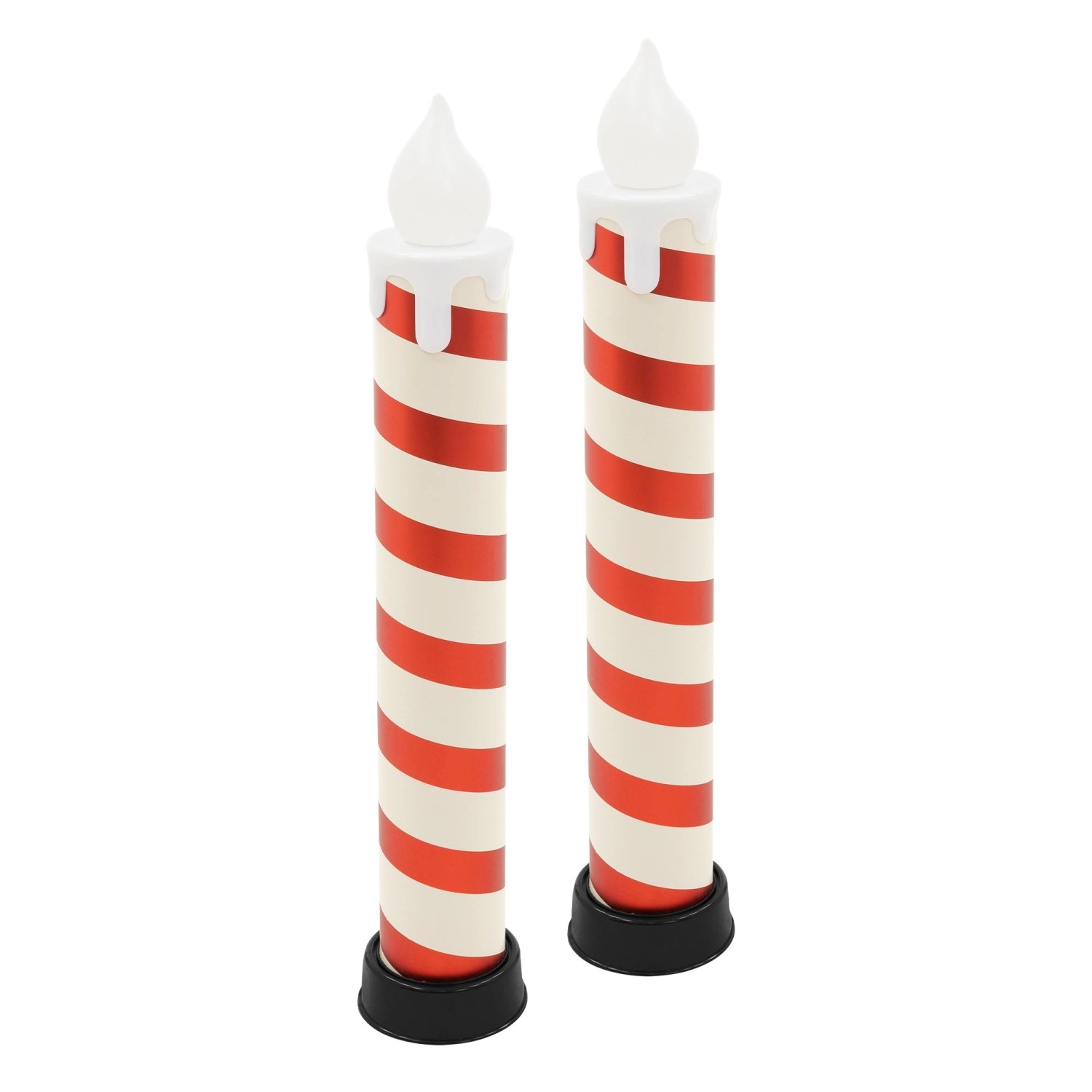 ECD Germany 2x LED Weihnachtskerze Weiß-Rot 82 cm Batteriebetrieben günstig online kaufen