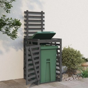 DELUKE 1er Mülltonnenbox Kiefernholz BOUMI 84x90x128,5cm Grau Mülltonnenverkleidung Für 1 Tonne Müllbox Aus Holz