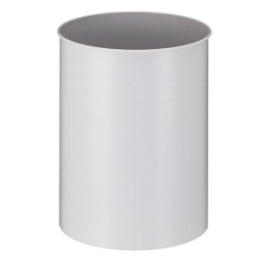 Grauer, runder PROREGAL Metall Papierkorb, 15 Liter, 30,5x25,5 cm.