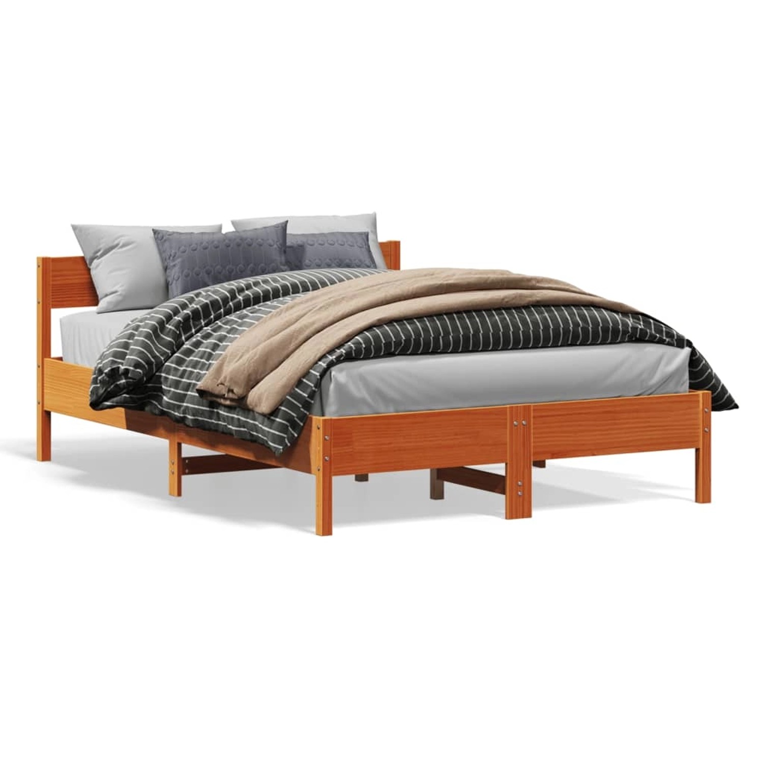 vidaXL Massivholzbett ohne Matratze Wachsbraun 120x190 cm Kiefernholz 84277 günstig online kaufen