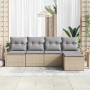 Beiges 5-teiliges Garten-Sofa-Set aus Poly Rattan von vidaXL für Terrasse und Garten.