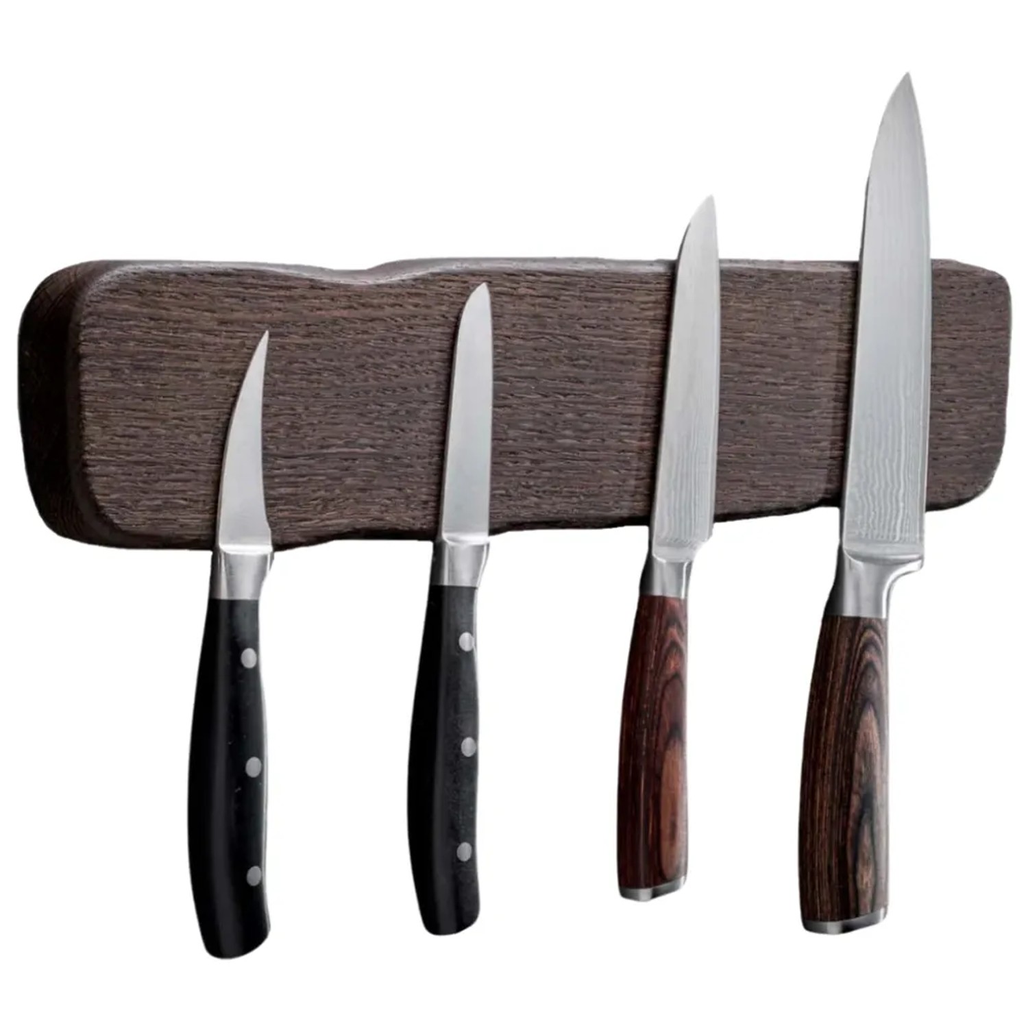 DELUKE Magnetleiste Messer aus Eichenholz OMBR STARKER Magnet 42cm Breite Messerhalter Magnetisch Holz Küchenmesser Organizer Dunkel