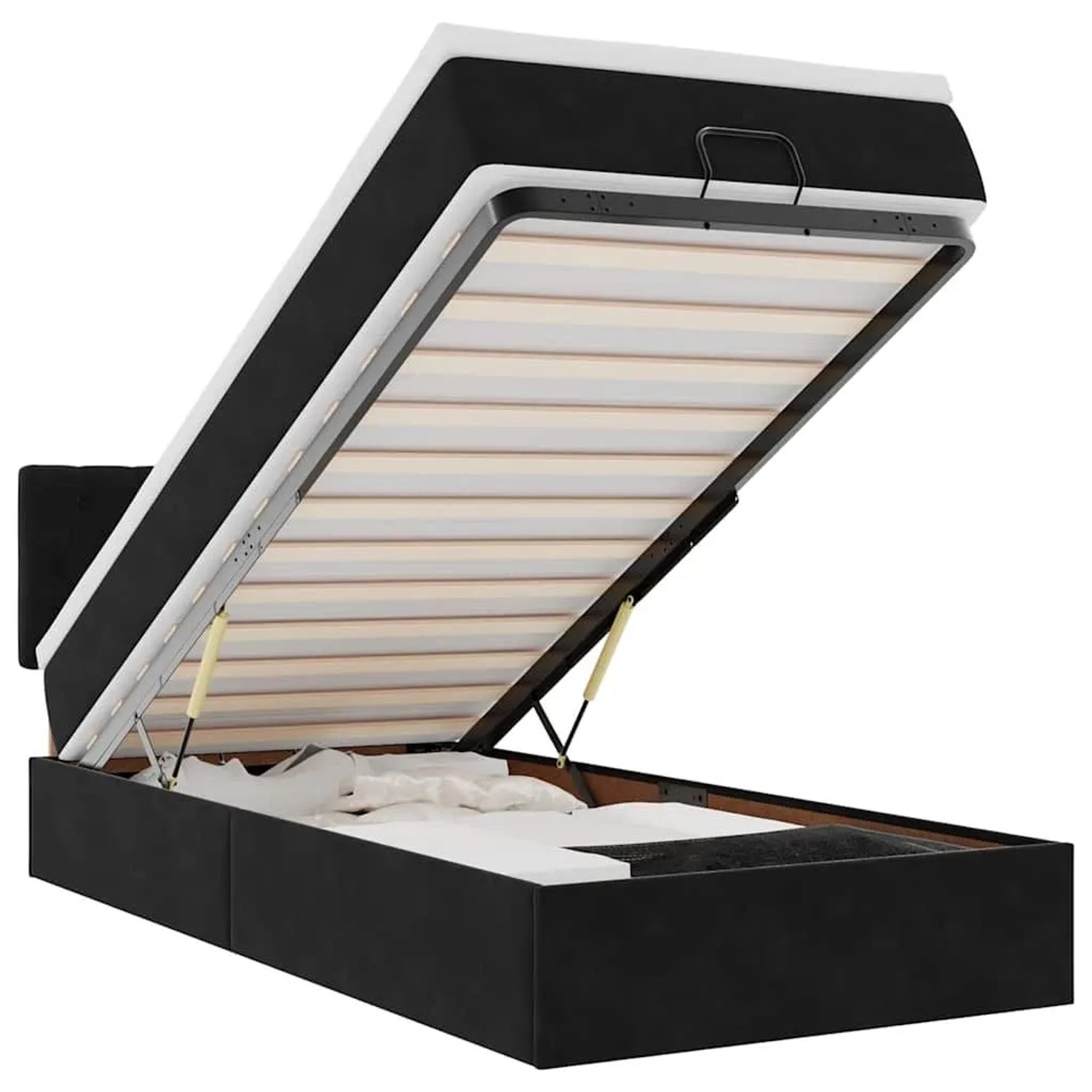 vidaXL Ottomane Bett mit Matratze & LEDs Schwarz 80x200 cm Samt 3312658