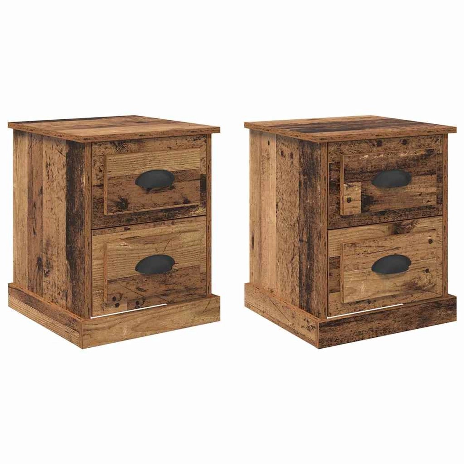 vidaXL Nachttisch 2 Stk Altholz 39 x 39 x 47,5 cm Holzwerkstoff 881329 günstig online kaufen