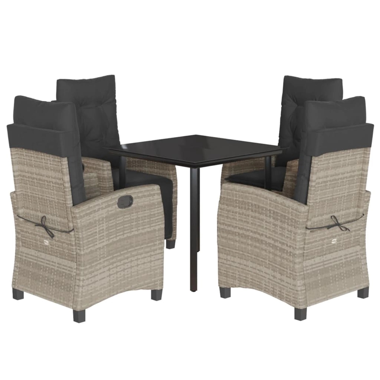 vidaXL 5-Tlg Garten-Essgruppe mit Kissen Hellgrau Poly Rattan 3212854 günstig online kaufen