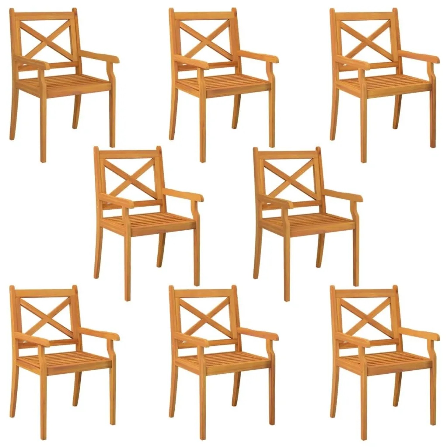 vidaXL Garten-Essstühle 8 Stk Massivholz Akazie 3098662