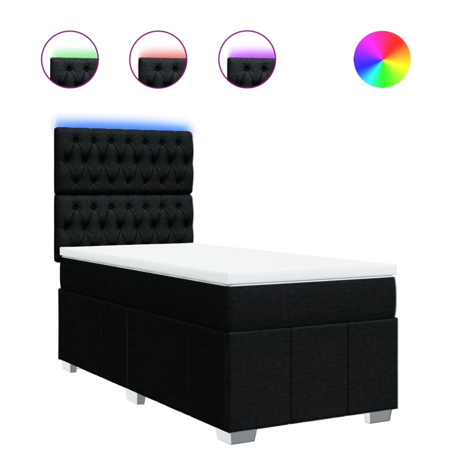 vidaXL Boxspringbett mit Matratze Schwarz 80x200 cm Stoff 3293804 günstig online kaufen