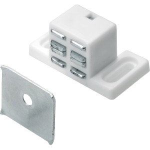 Hettich Magnetschnäpper, weiß, 2er-Set, zum Anschrauben für Möbelausstattung.