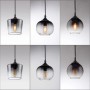 Just Light Pendelleuchte Zea, 6-flammig, schwarz mit Rauchglas in drei Formen.