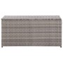 Graue VidaXL Gartenbox aus Poly Rattan, 100x50x50 cm. Universalbox für Gartenmöbel und Auflagen.