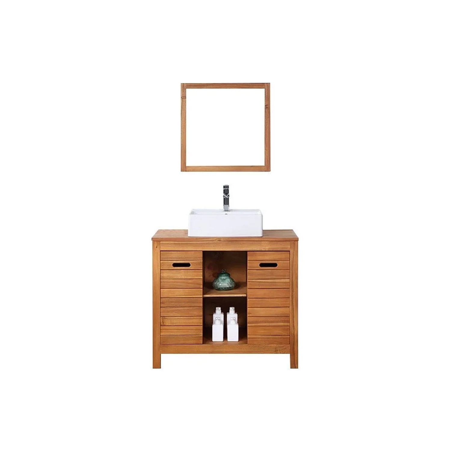 Vente-unique Einzelwaschtisch Pulukan Naturfarben Dunkel 90 cm