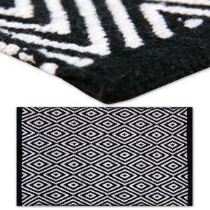 ProHome Teppich Black & White mit Rautenmuster, 60x90 cm. Fußmatte im modernen Design.