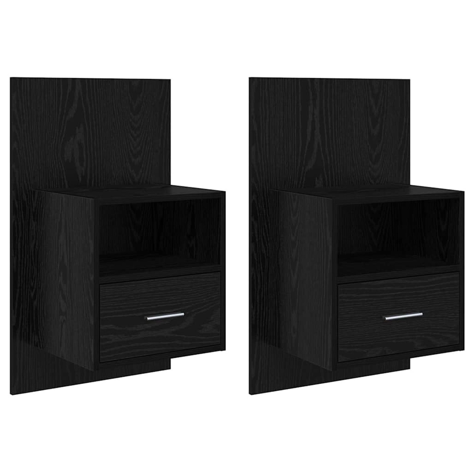 vidaXL Bettschrank 2 Stk Schwarz Eichen-Optik 48,5 x 32,5 x 80 cm 880497 günstig online kaufen