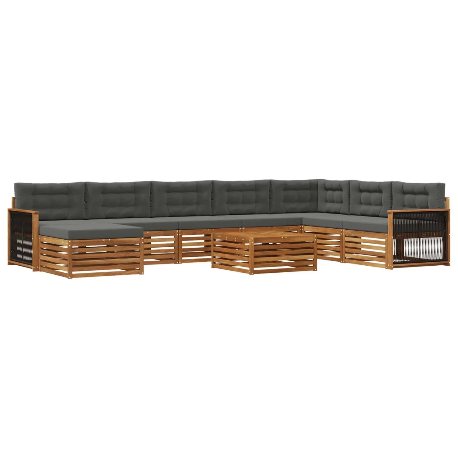 vidaXL Outdoor-Sofagarnitur mit Kissen 9 Stk Natur und Anthrazit 3383745