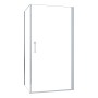 AICA Pendeltür Dusche, 100x80cm, Eckeinstieg, Alu Silber Matt, 5mm ESG Glas