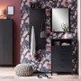 Schuhschrank Janne 600, schwarz matt, mit Garderobe und Spiegel, Teil einer stilvollen Flureinrichtung.