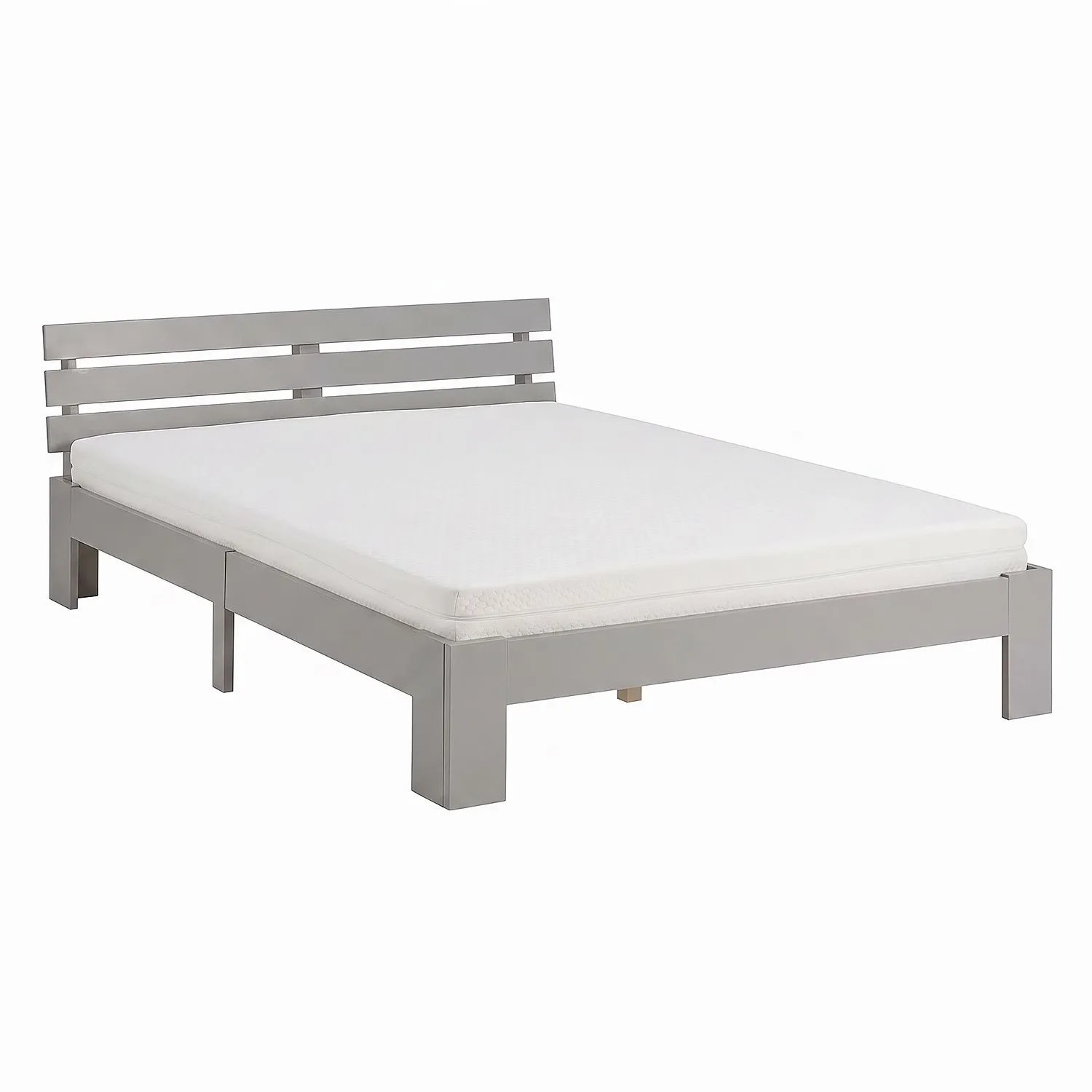 Homestyle4u Holzbett 120x200 mit Lattenrost und Matratze in Grau 2261