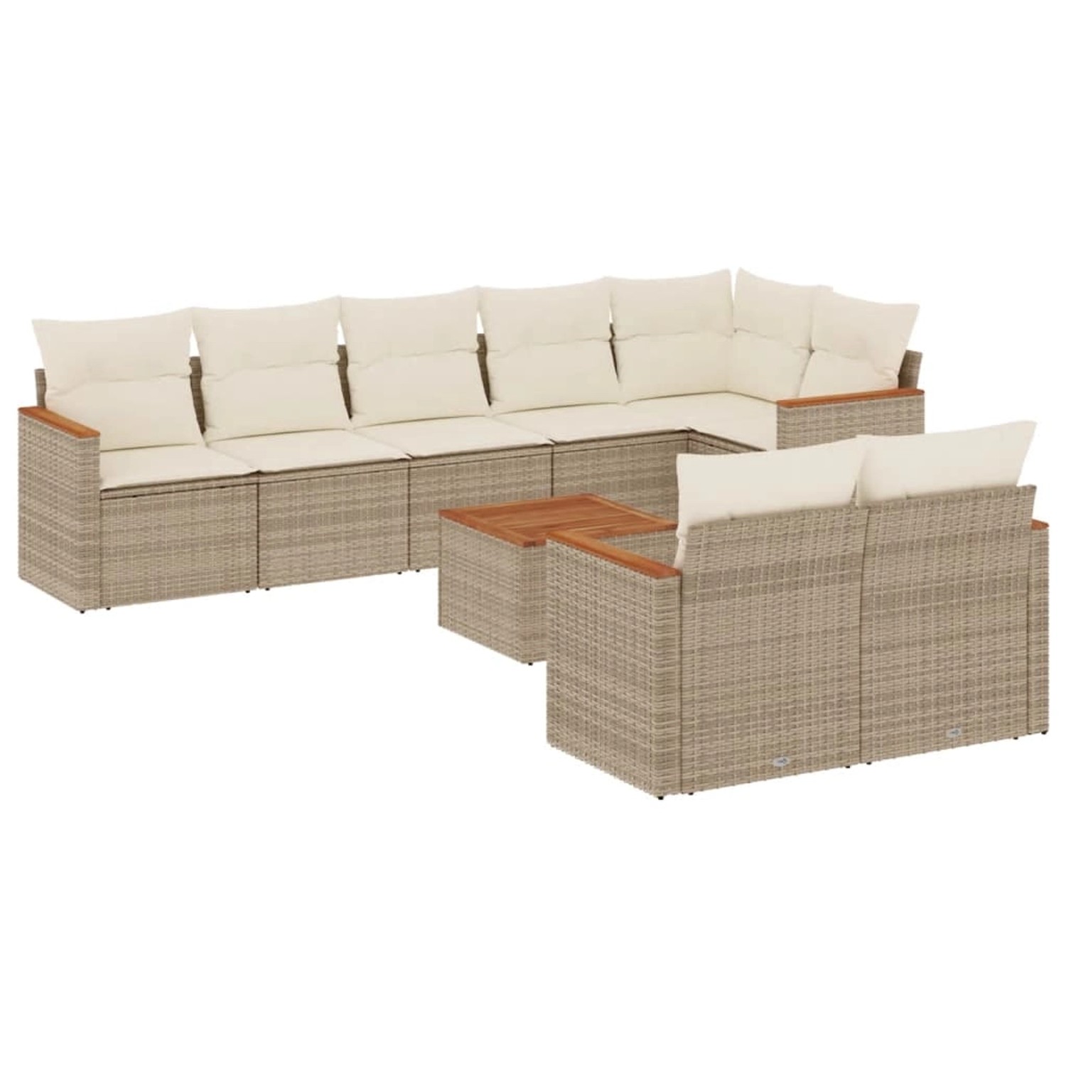 vidaXL 9-Tlg Garten-Sofagarnitur mit Kissen Beige Poly Rattan 3258558 günstig online kaufen