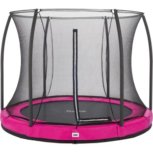 Pinkes Salta Comfort Edition Bodentrampolin ø 213 cm mit Sicherheitsnetz.